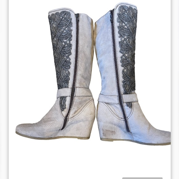 Napoleoni Womens  Gray Suede Knee High Boots Size 39‎ (8.5 US) Made In Italy - Picture 4 of 12